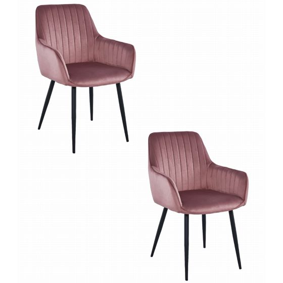 SOLDEN-tuoli, roosa sametti, mustat jalat (2 kpl)