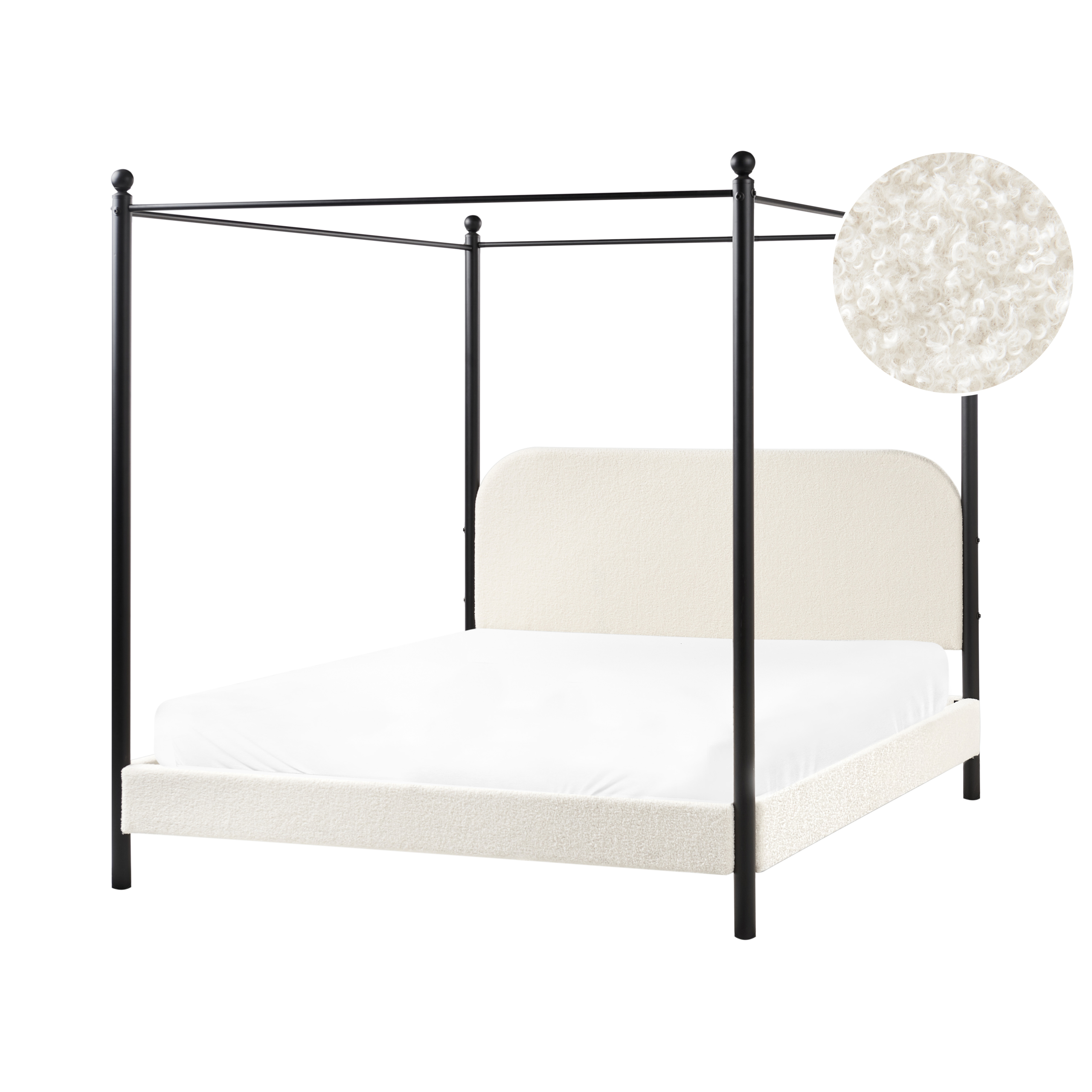 Pylvässänky buklee DANNEMOIS 160 x 200 cm Luonnonvalkoinen