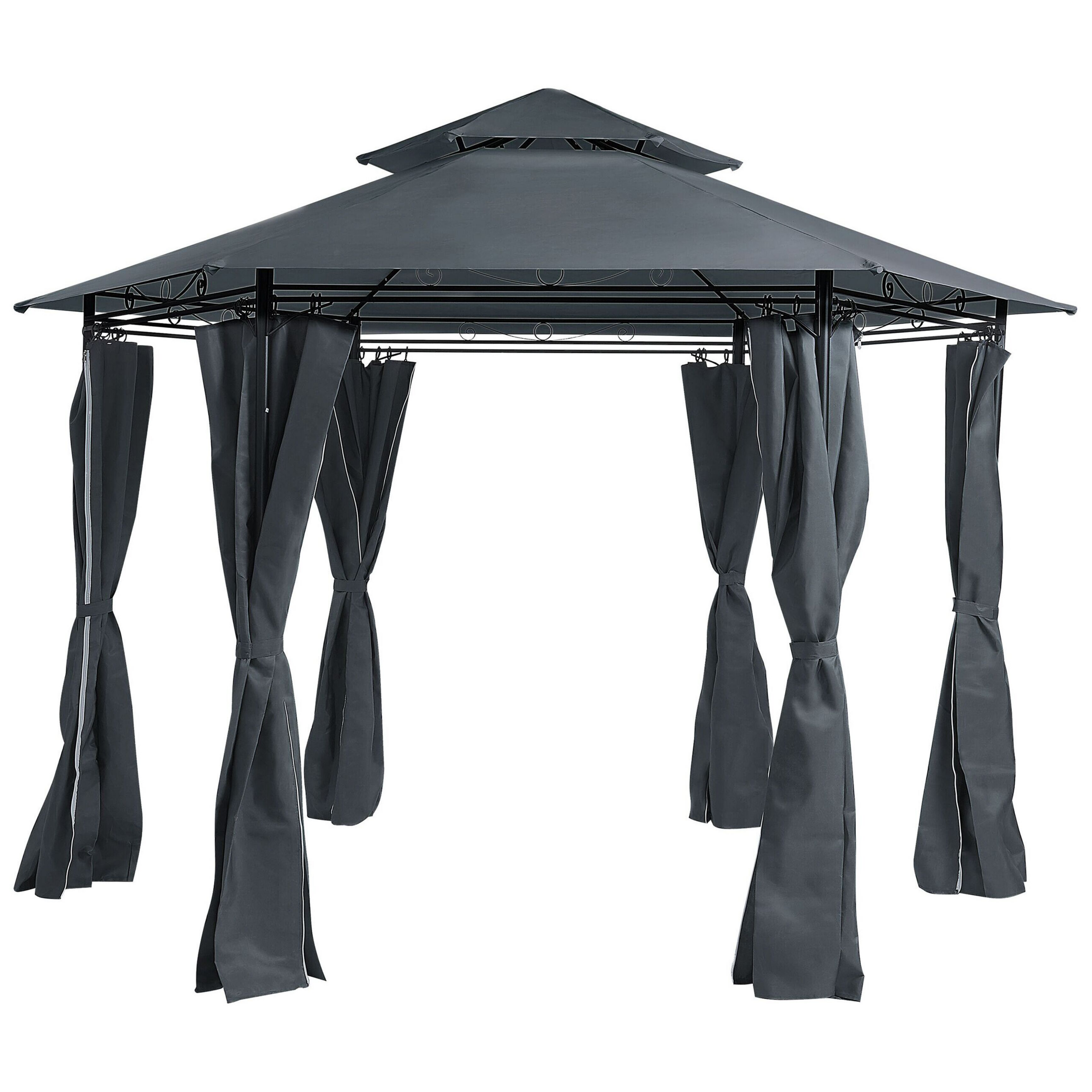 Paviljonki PORTEL 350 cm 350 cm Metalli Grafiitinharmaa