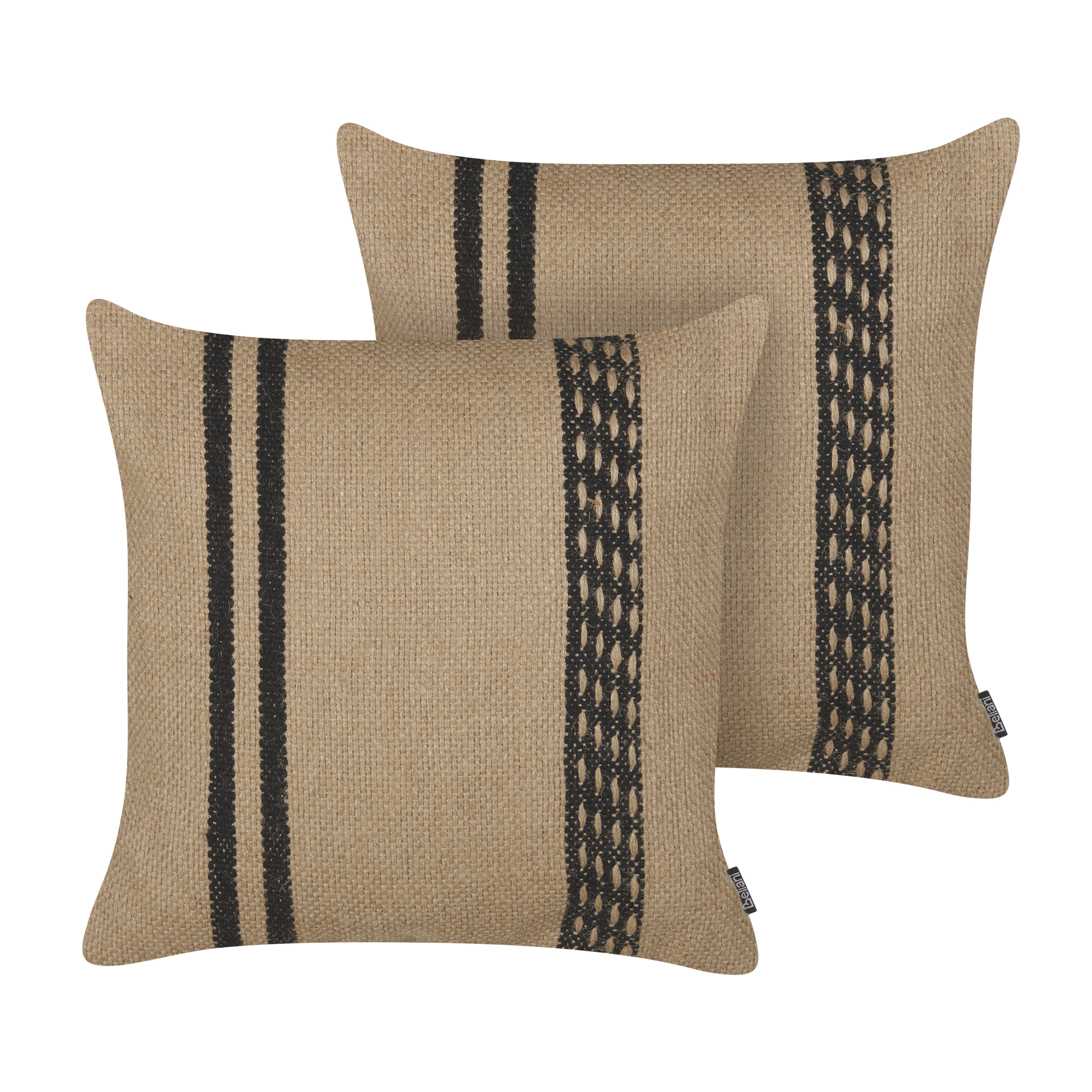 Koristetyynysetti 2 kpl DESALIX 45 x 45 cm Juutti Beige Raitakuvio