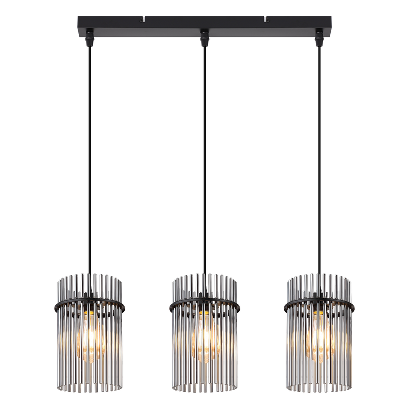 NETTLIFE Musta Vintage Ripustusvalaisin, 3-Hehkun Lasilamppu, E27-kannake,16 cm, Ruokapöydälle, Olohuoneeseen (ilman lamppuja)