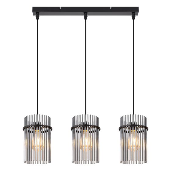 NETTLIFE Musta Vintage Ripustusvalaisin, 3-Hehkun Lasilamppu, E27-kannake,16 cm, Ruokapöydälle, Olohuoneeseen (ilman lamppuja)