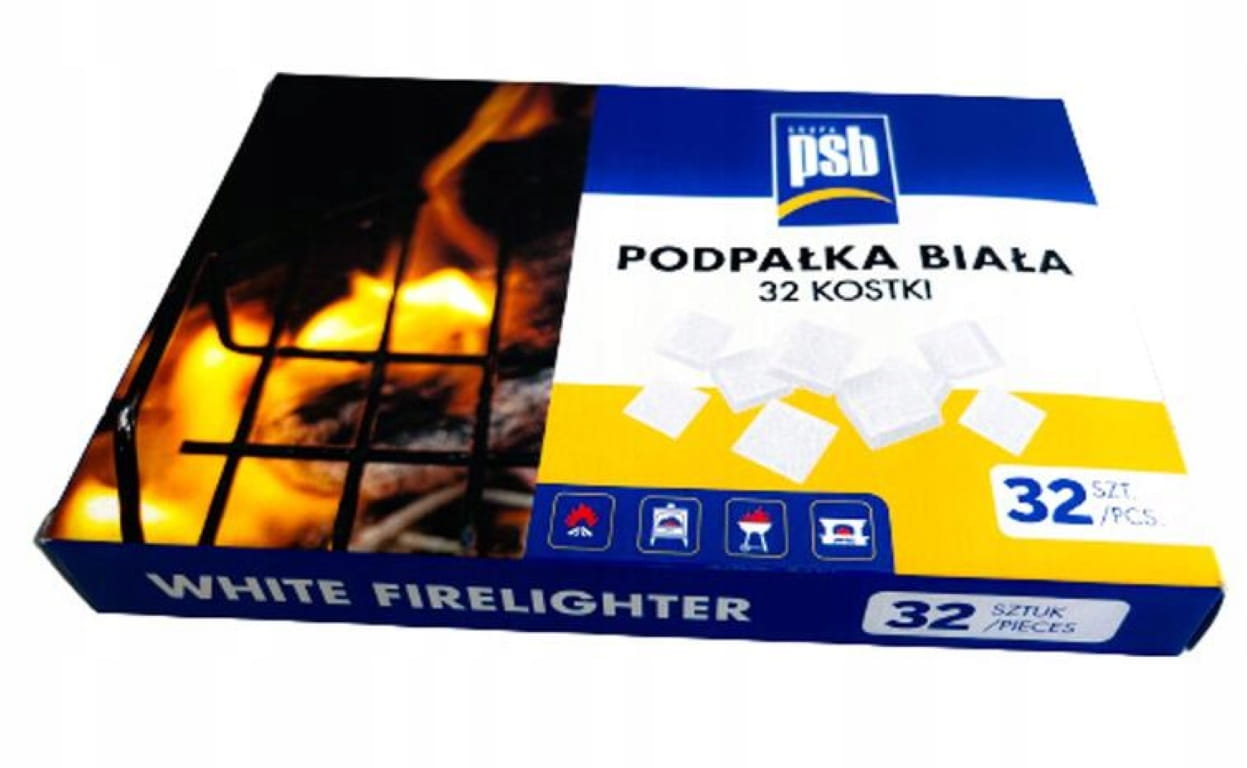 Grillisytytys, valkoinen, universaali, 32 parafiinikuutiota