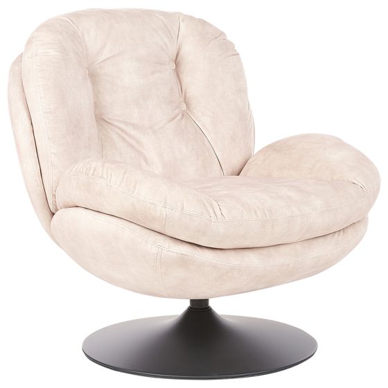 Pyörivä nojatuoli NOLVIK sametti Vaaleanbeige