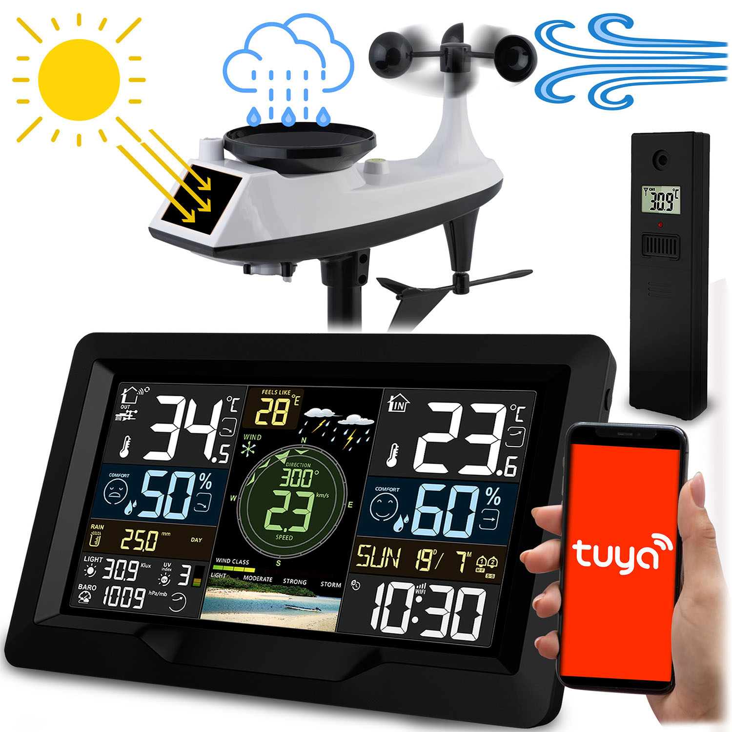 Sääasema tuuli- ja sadeanturilla BD-914 musta