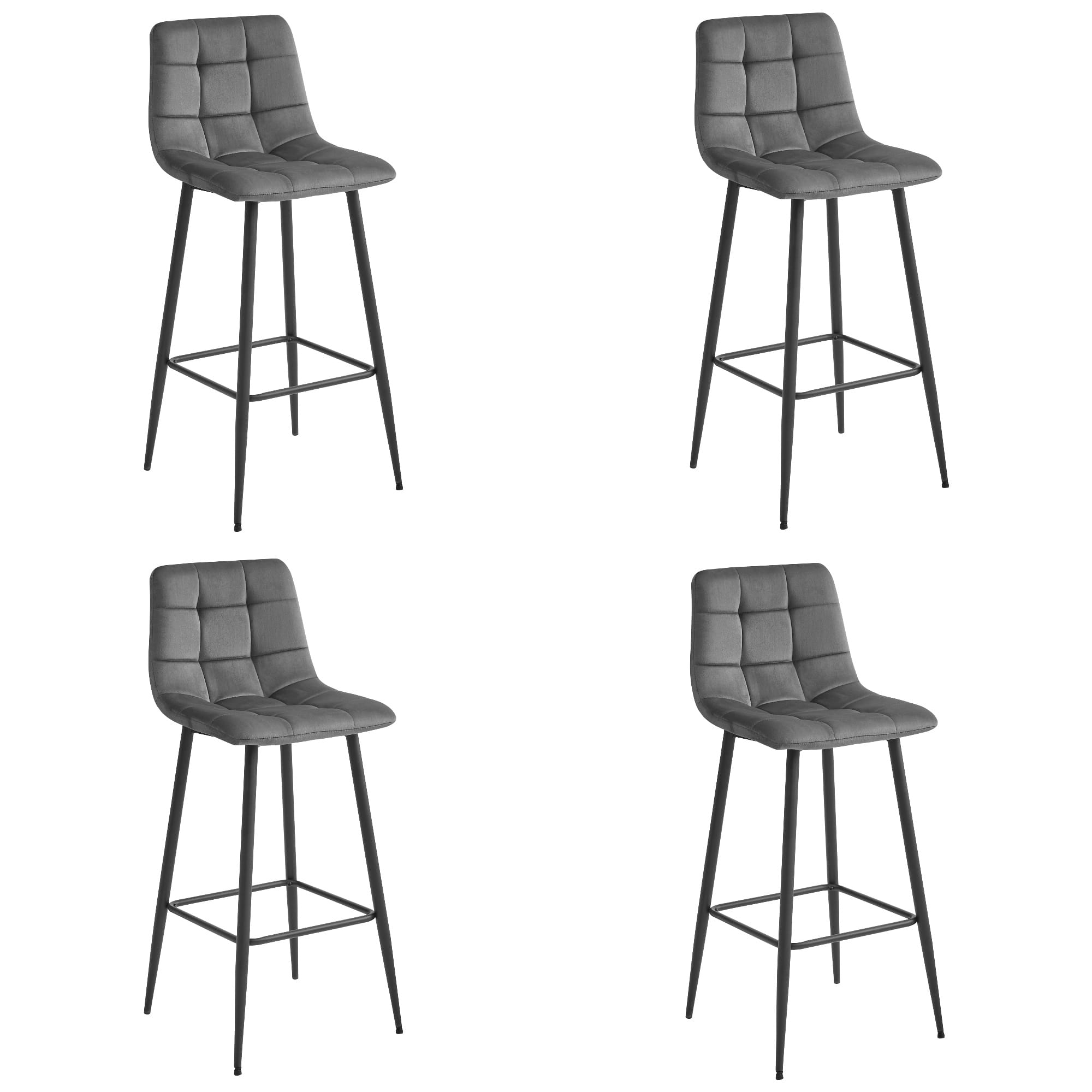 ARCETO jakkara - tummanharmaa sametti / mustat jalat x 4