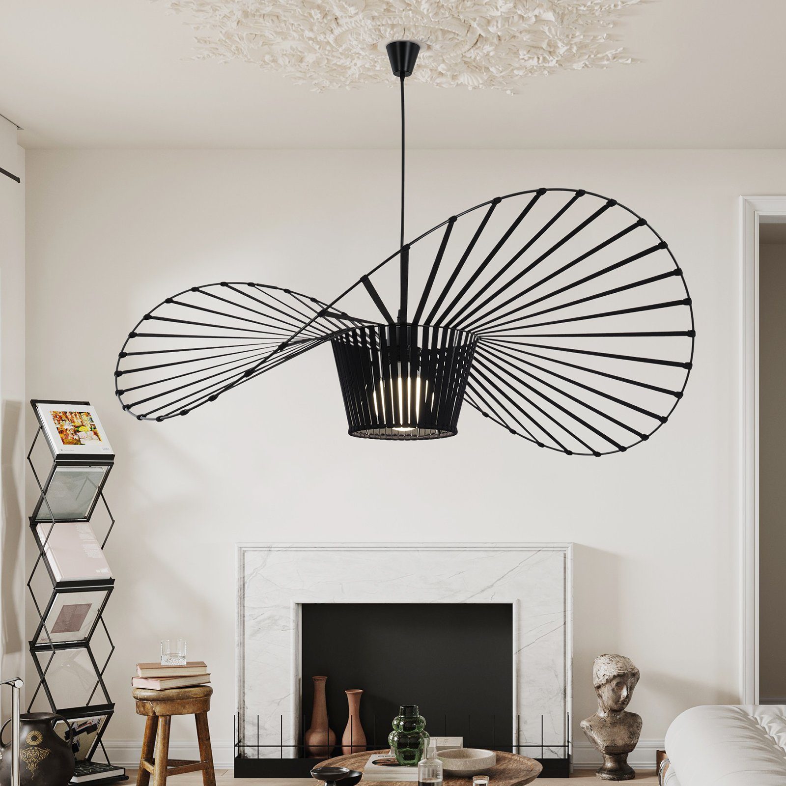 NETTLIFE riippuvalaisin E27, musta moderni, halkaisija 120cm polykarbonaattihattukuvio, max. 40W, olohuoneeseen, ruokailutilaan Keittiöön, ilman