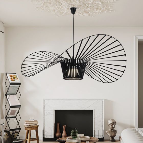 NETTLIFE riippuvalaisin E27, musta moderni, halkaisija 120cm polykarbonaattihattukuvio, max. 40W, olohuoneeseen, ruokailutilaan Keittiöön, ilman