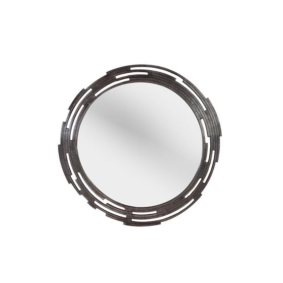 Pyöreä peili litteällä metallikehyksellä