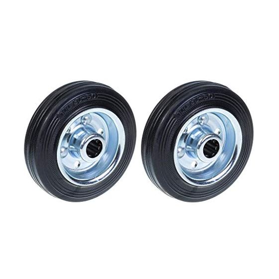 100mm 4" mustat kumipyörät, joissa on puristettu teräskeskiö 90kg - 2 kpl:n sarja.