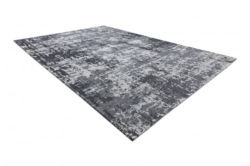 Matto CASA Ekologinen, EKO SIZAL Boho pesty vintage 2809 harmaa / antrasiitti, kierrätetty puuvillamatto 114x170 cm