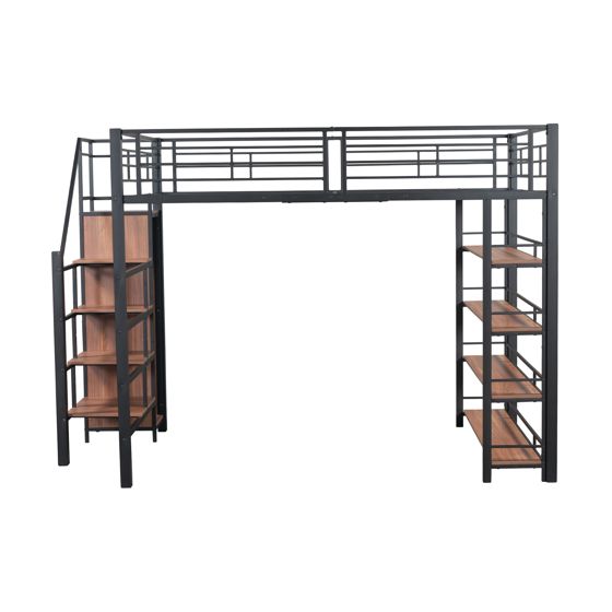 Parvesänky 140x200 cm, kaksinkertainen, nuori, turvaportaat, säilytys, vaatekaappi, hyllyt, musta