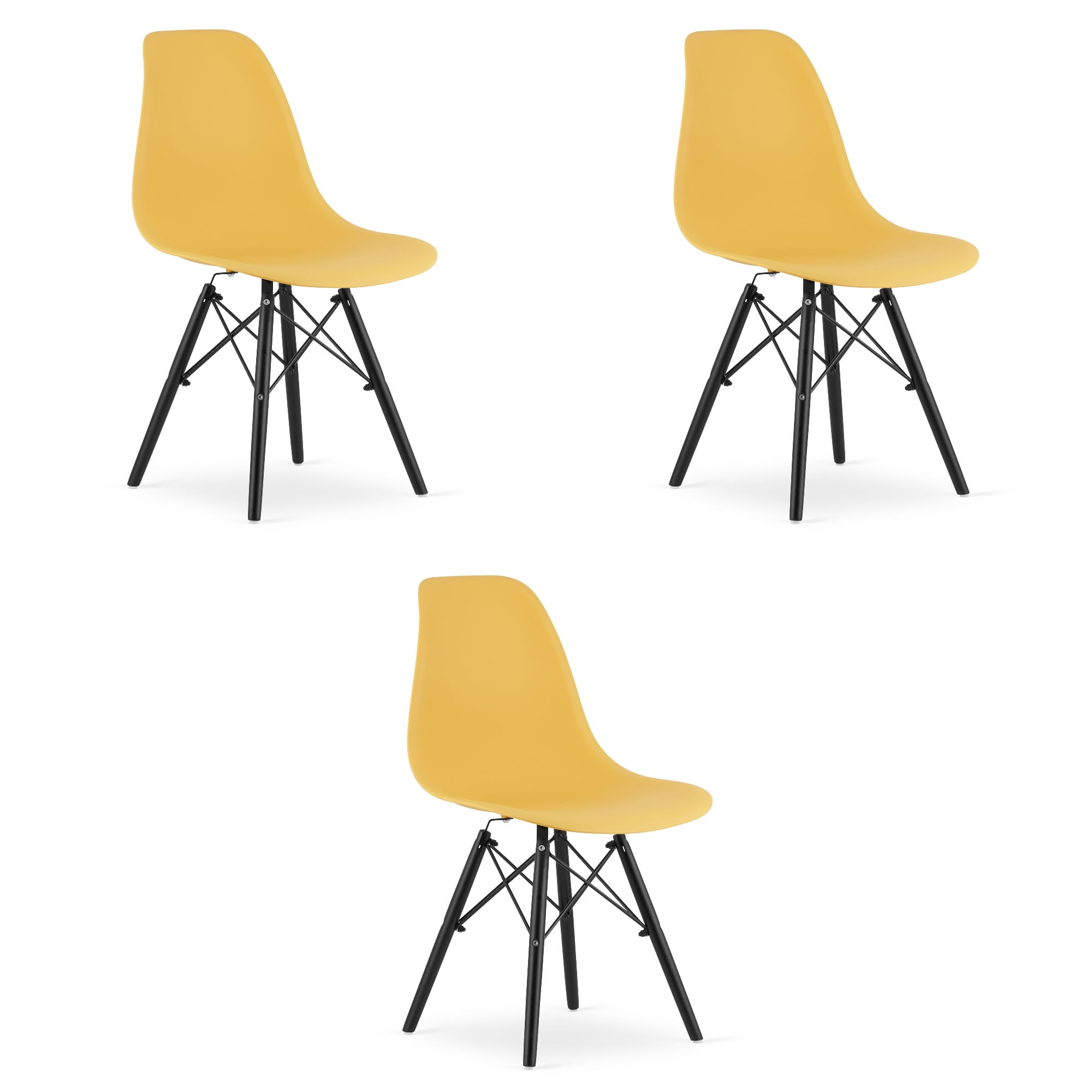 OSAKA-tuoli, sinapinkeltainen, mustat jalat (3 kpl)