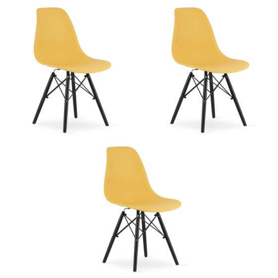 OSAKA-tuoli, sinapinkeltainen, mustat jalat (3 kpl)