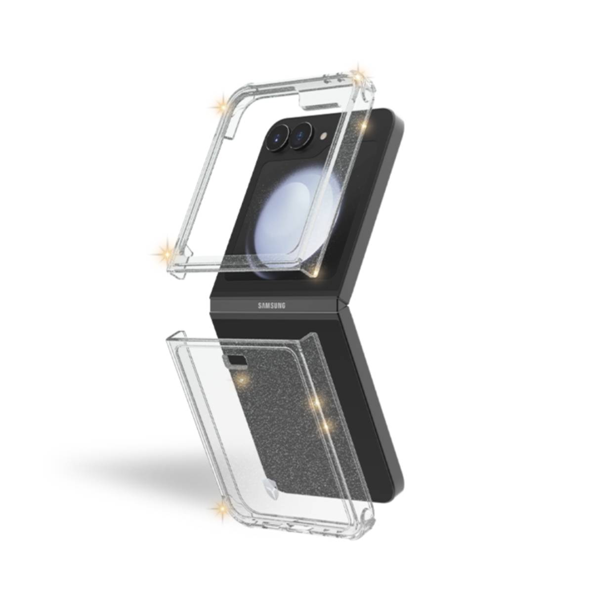Suojakuori Samsung Galaxy Z Flip 6:lle, vahvistettu glitterillä