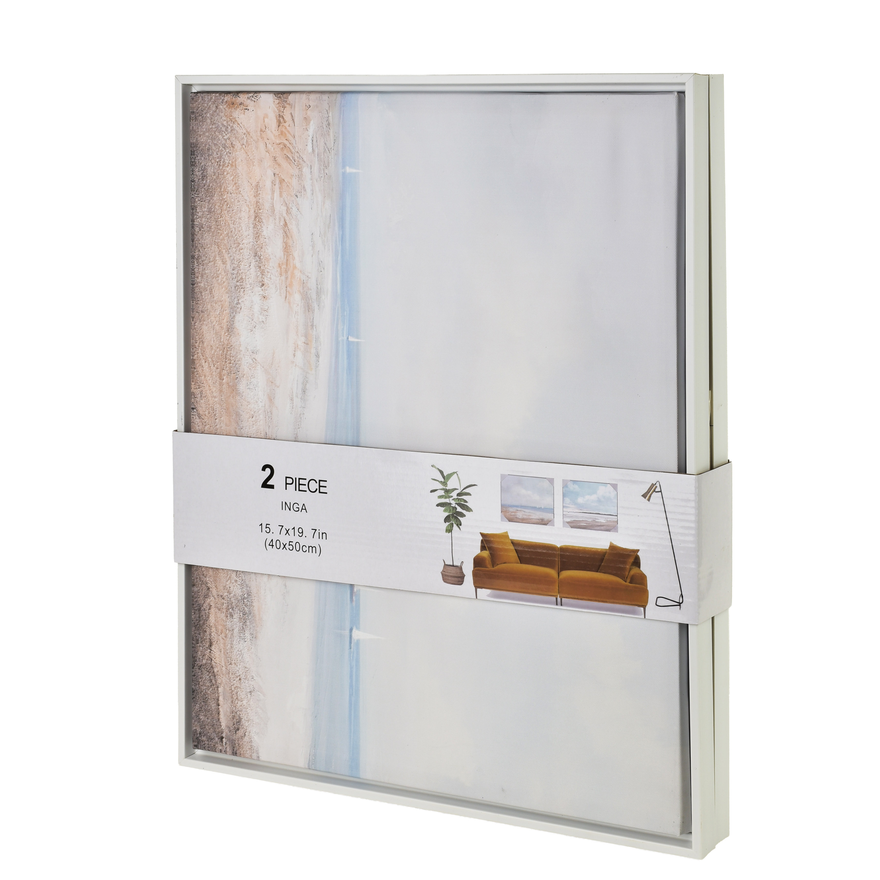 Taulusetti kangas Inga Morze 40x50cm beige sininen 2kpl
