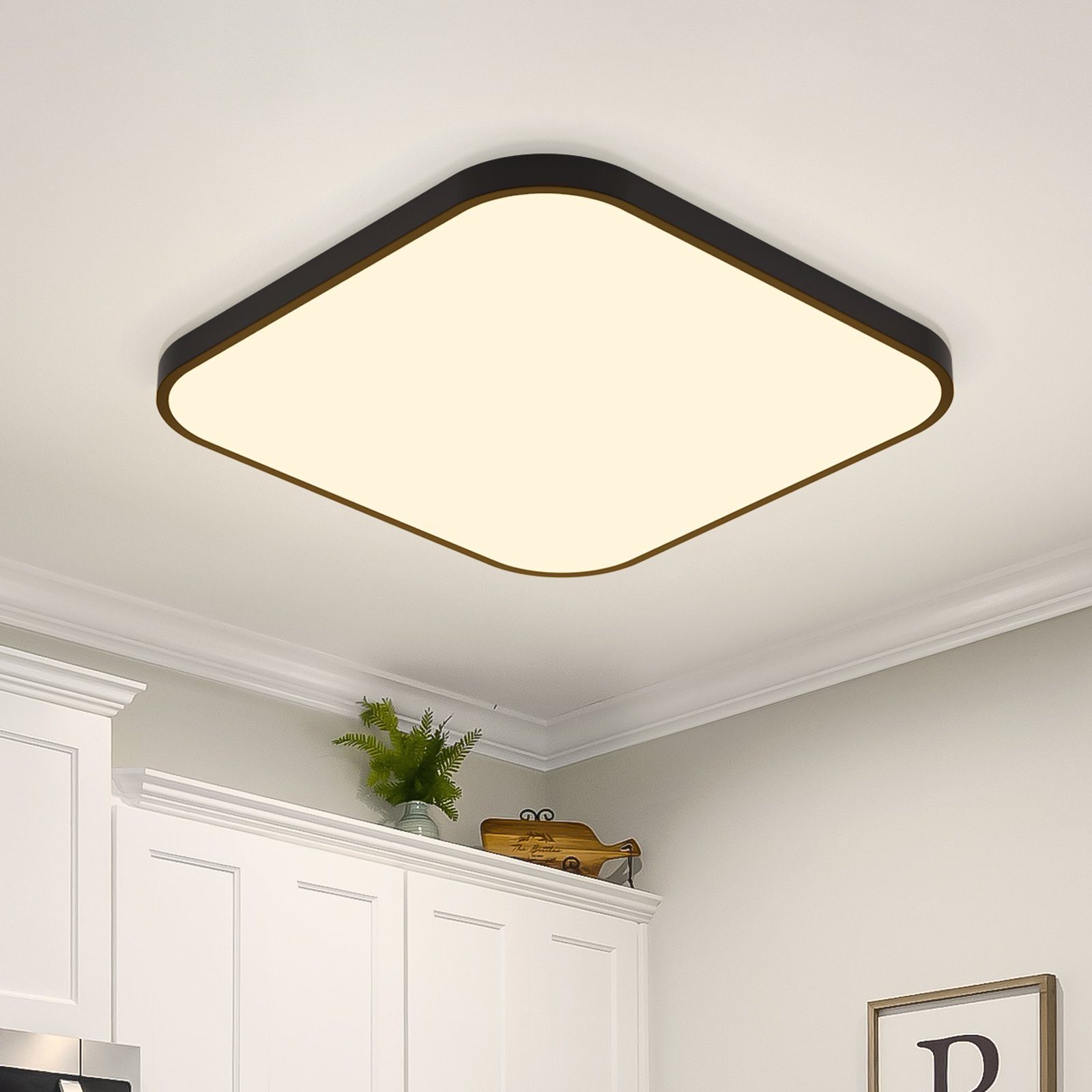 NETTLIFE LED - kattovalaisin, litteä, 27cm Keittiön, lamppu, musta, lämmin Valkoinen, 19W, neliönmuotoinen, makuuhuoneen Kylpyhuoneen, lamppu, IP44