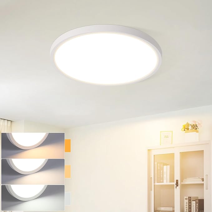 NETTLIFE litteä LED - kattovalaisin makuuhuoneeseen, musta, 18 cm, 15 W, himmennettävä kylpyhuonevalaisin