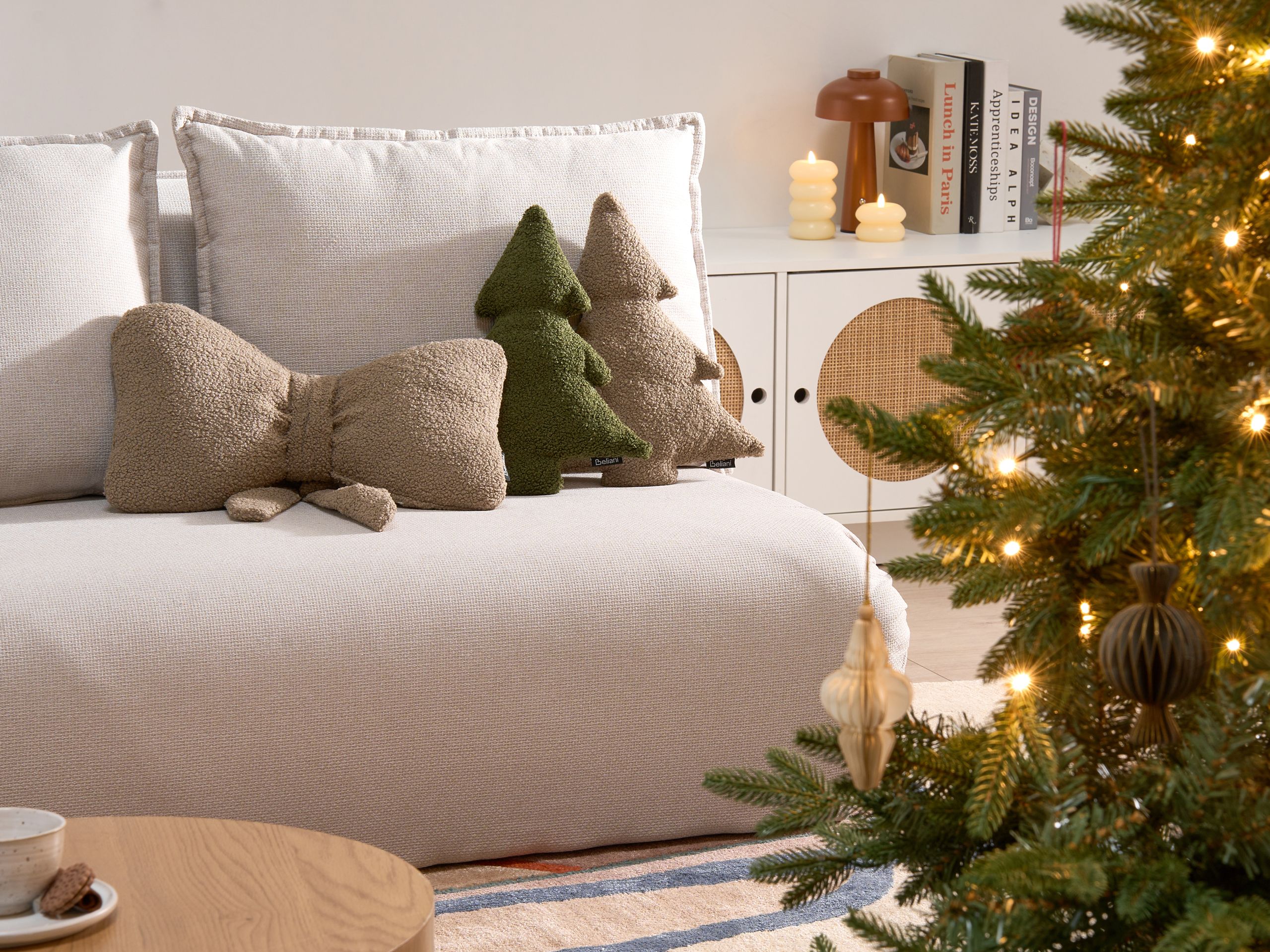 Koristetyynysetti 3 kpl WINTERLAND 30 x 35 cm 45 x 25 cm Buklee Ruskeanharmaa Joulukuvio