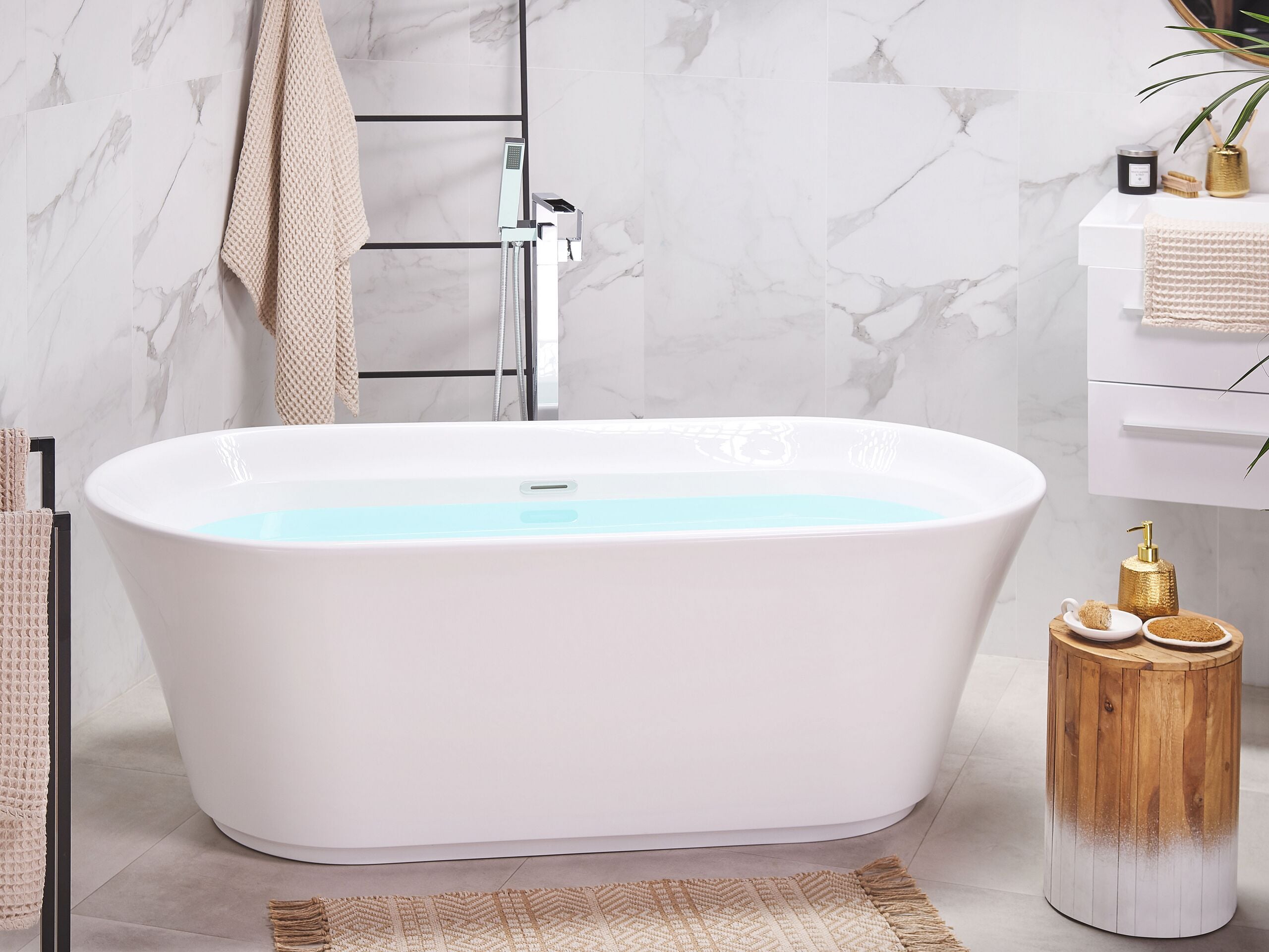 Vapaasti seisova kylpyamme OVALLE 170 x 80 cm Valkoinen