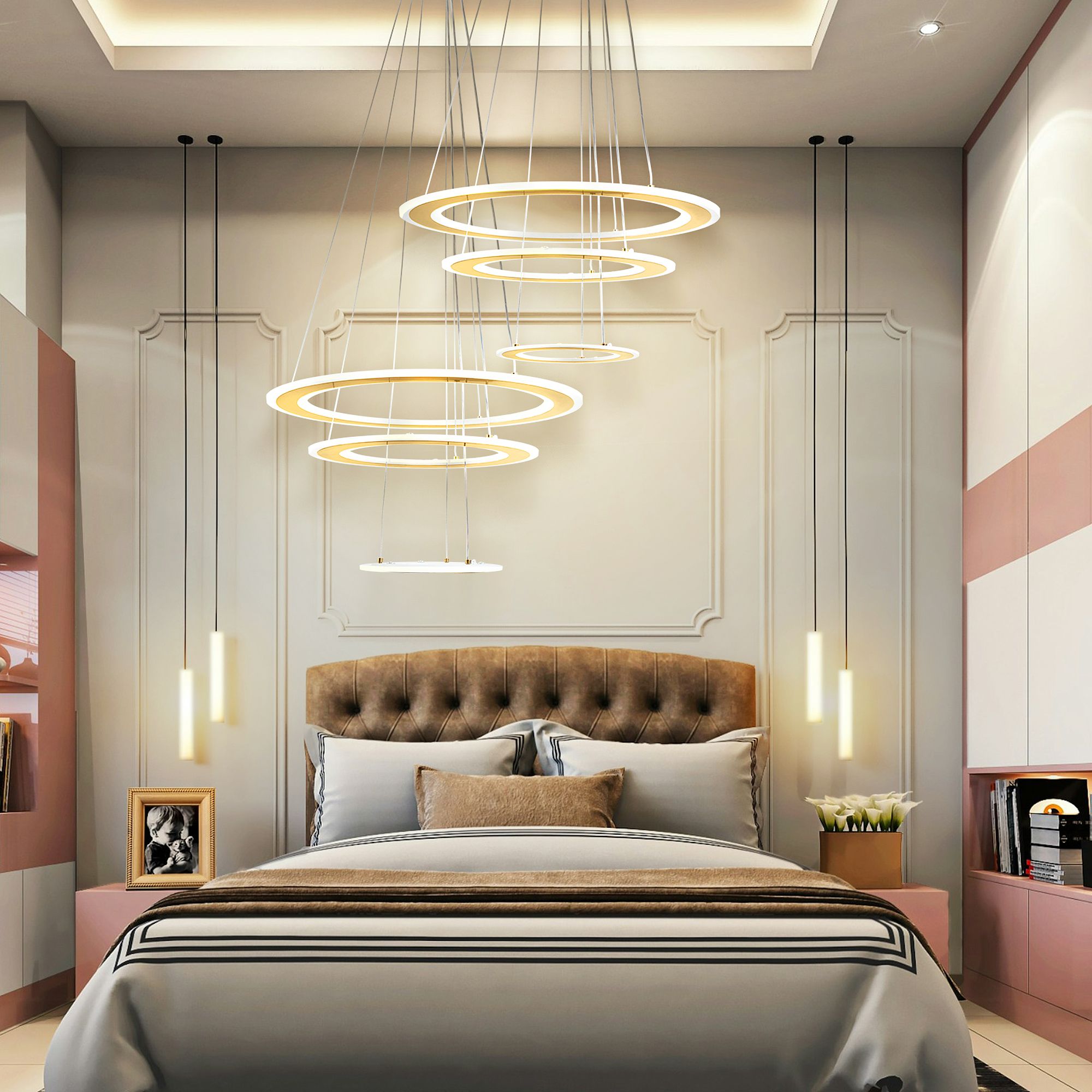 TOOLIGHT riippuva kattovalaisin LED G041-3CP harjattu kulta, 46, 5x46, 5x90cm