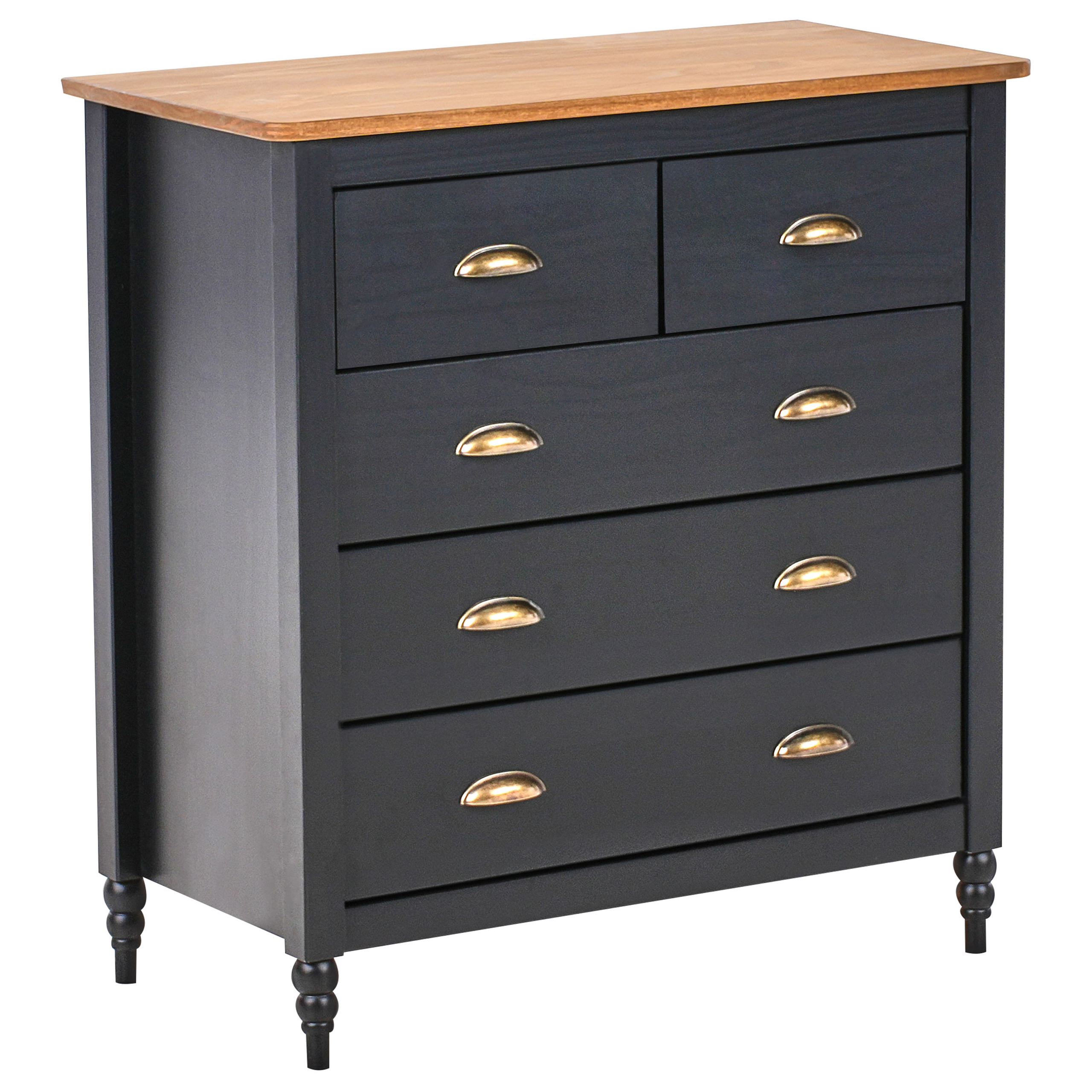 Lipasto 5 laatikolla SHILLINGTON mänty Musta