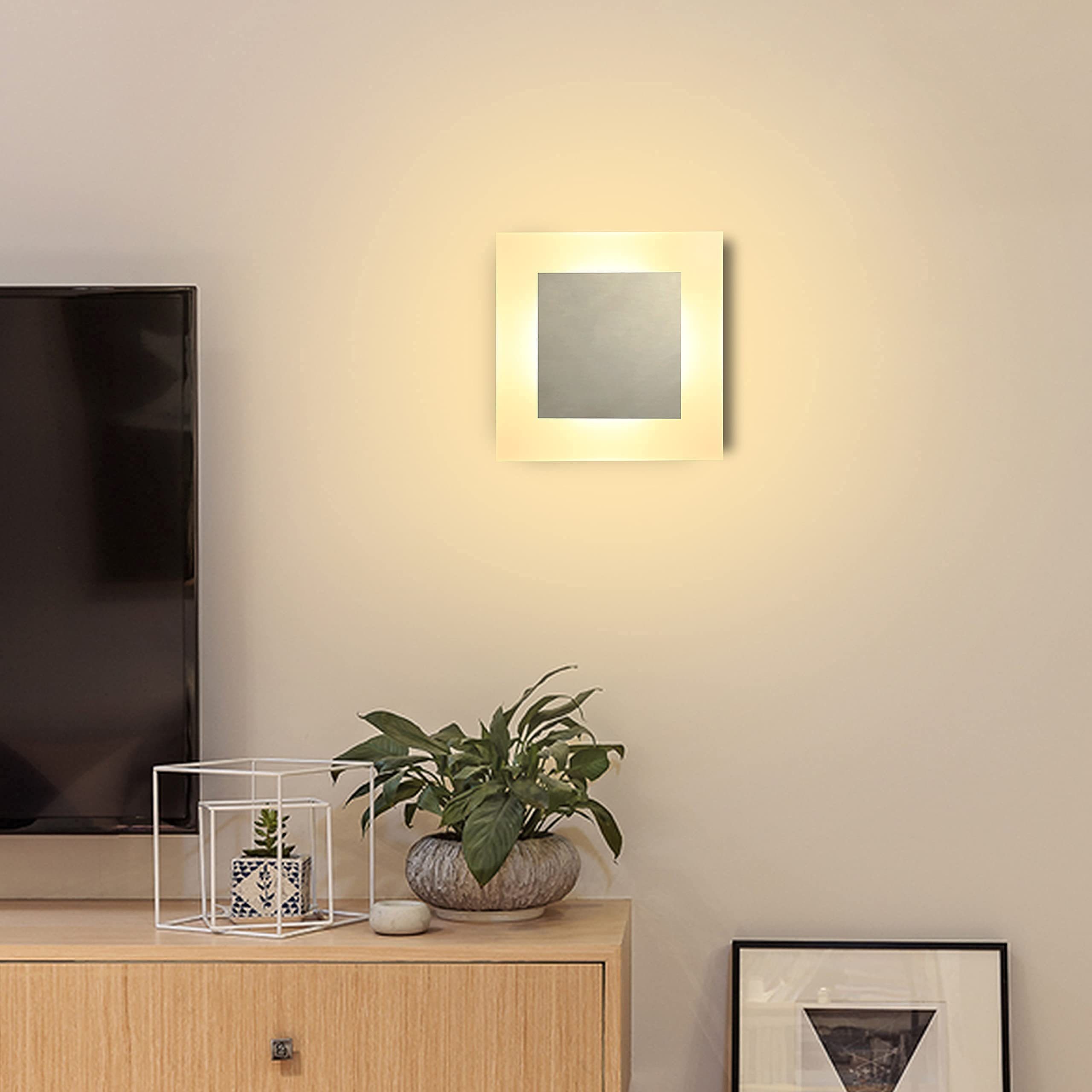 NETTLIFE LED-seinävalaisin sisätiloihin, moderni seinävalaisin, 3000K, lämmin valkoinen, rautaa ja akryyliä, Ø16 cm, 7 W, eteisvalaisin