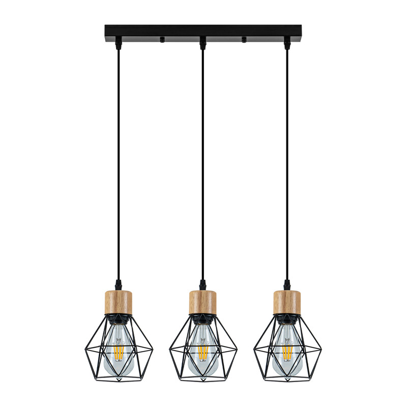 NETTLIFE vintage riippuvalaisin, e27, metallinen ripustuspilari musta, keittiöön, ruokailuun, olohuoneeseen