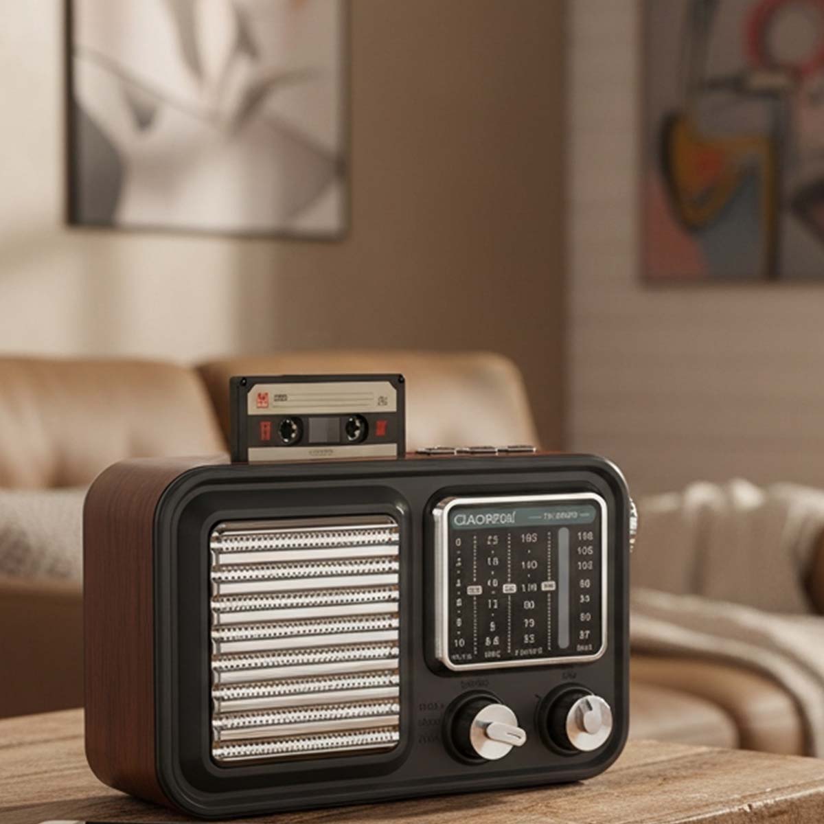 Retro-radio, monikaistainen FM/AM/SW, USB-MP3-soitin