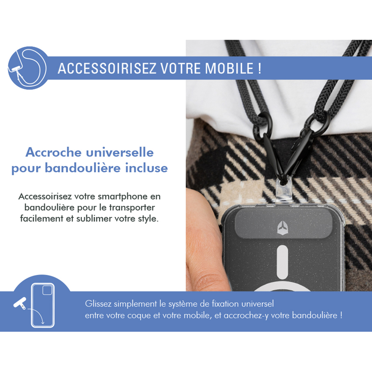 Vahvistettu AIR-kuori iPhone 13/14:lle, 3M Tryax -järjestelmä, kimallus