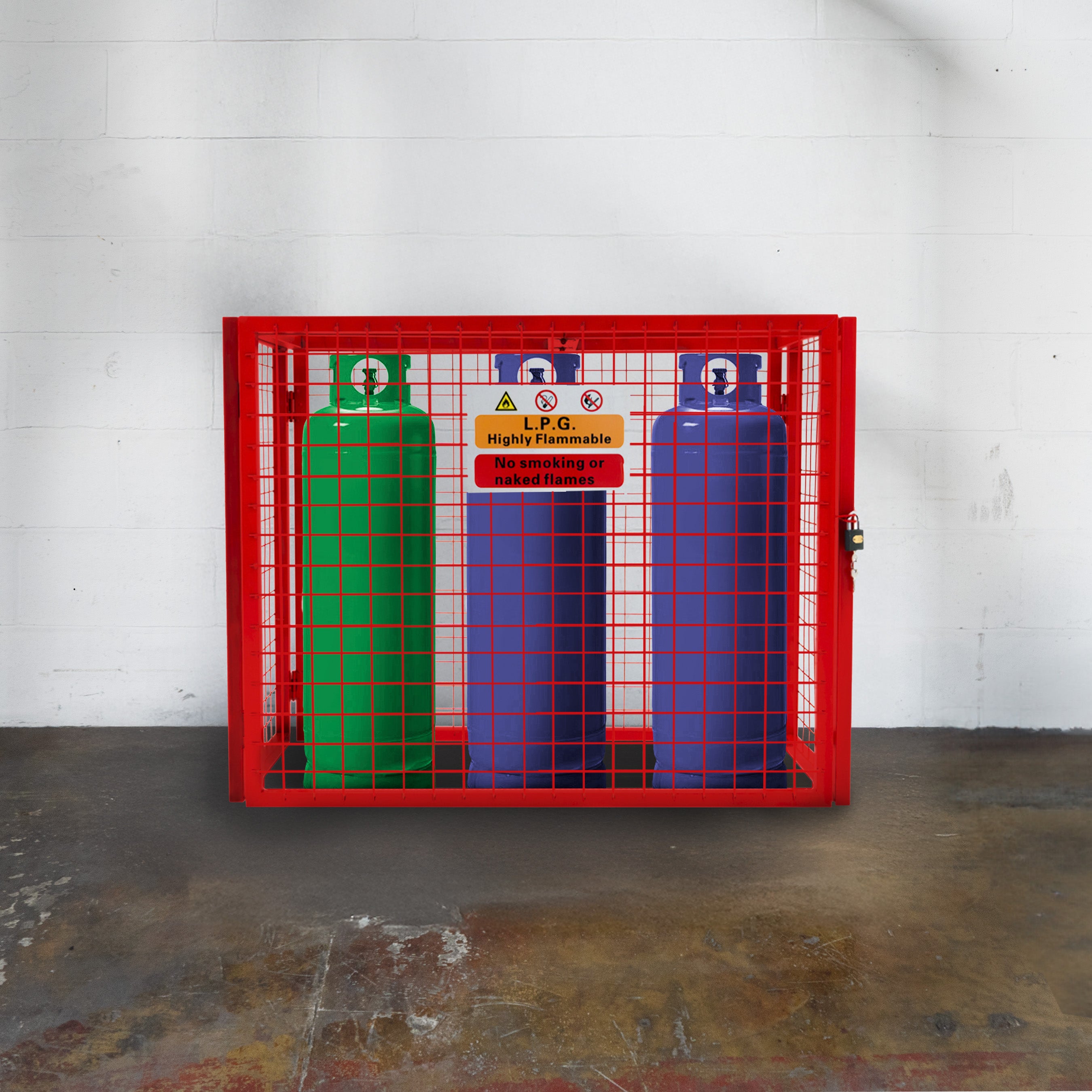 Punainen kokoontaitettava kaasupullohäkki - 92 cm x 110 cm x 50 cm