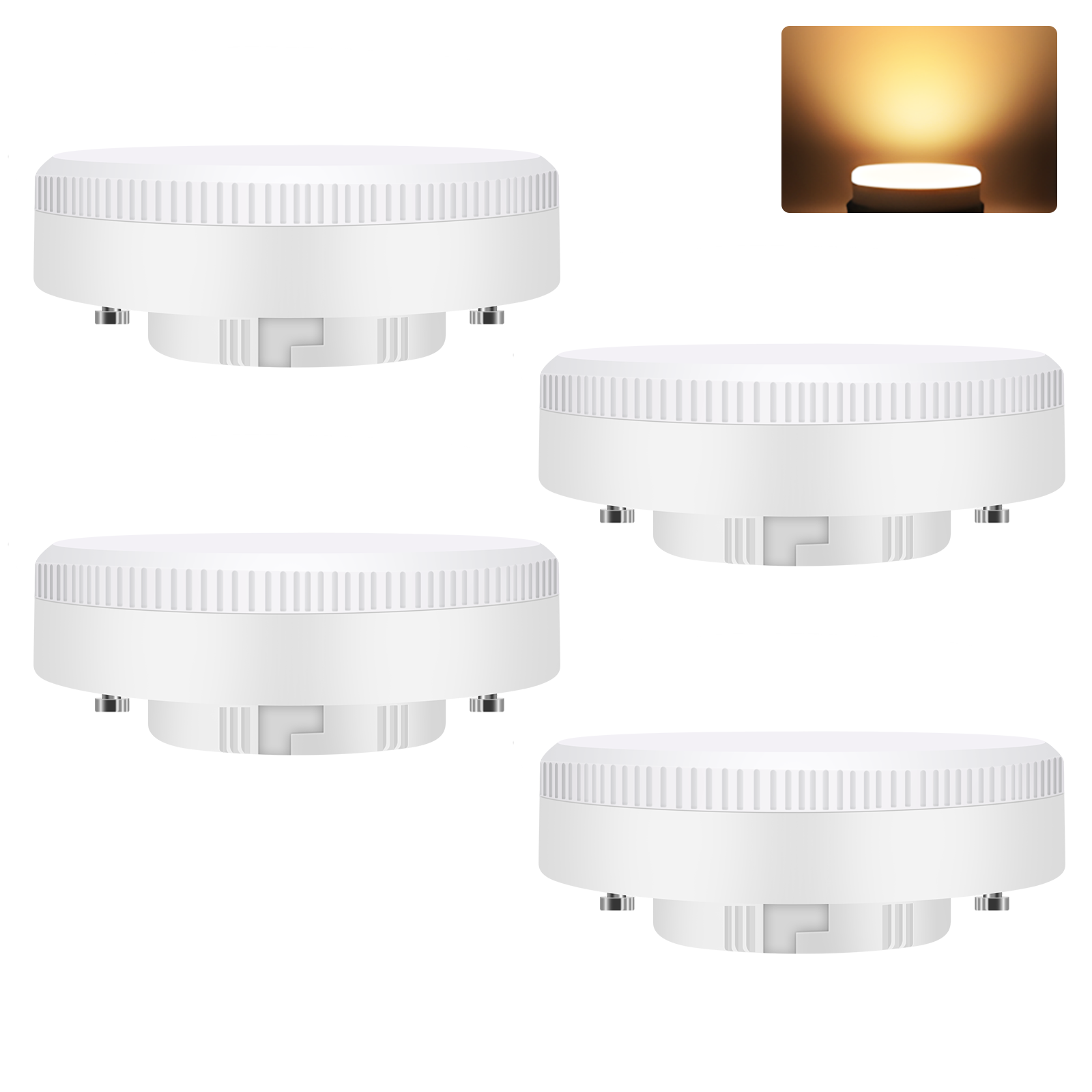 ZMH 4 kpl:n pakkaus, GX53 ultraohuita LED-lamppuja, 3000K, 5W, 230V, ei-himmennettävä, valkoinen