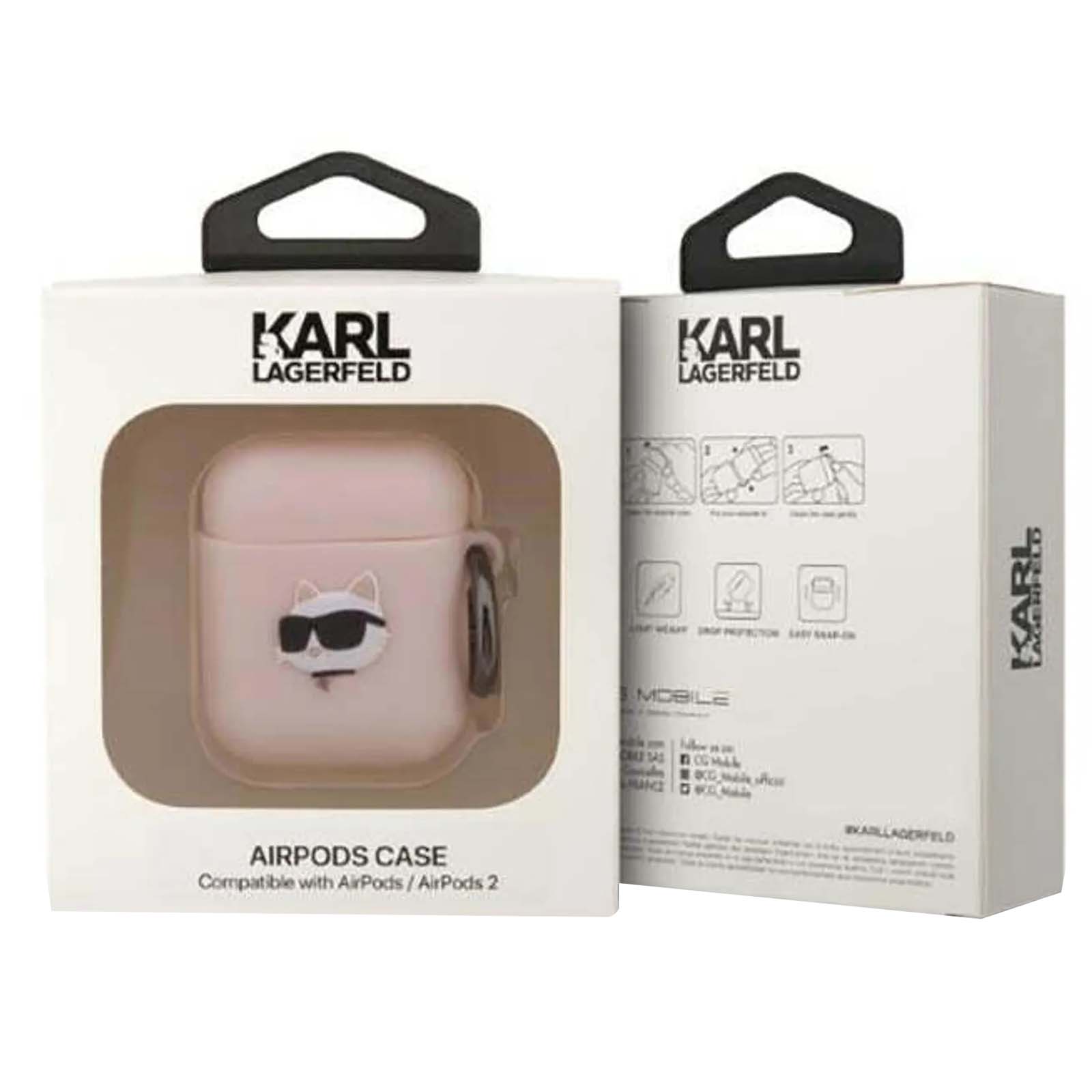 Korkealaatuinen silikoninen AirPods 1/2 -sukupolven Choupette Head 3D -kotelo