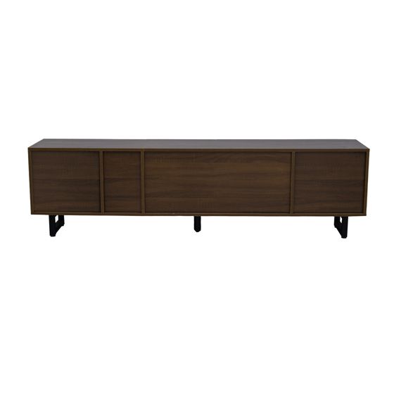 TV-taso 180x38x50 cm musta ja luonnonväriinen MDF säilytyksellä ja liukuovilla