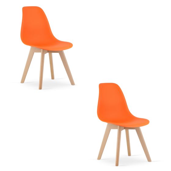 KITO-tuoli, oranssi, luonnonväriset jalat (2 kpl)