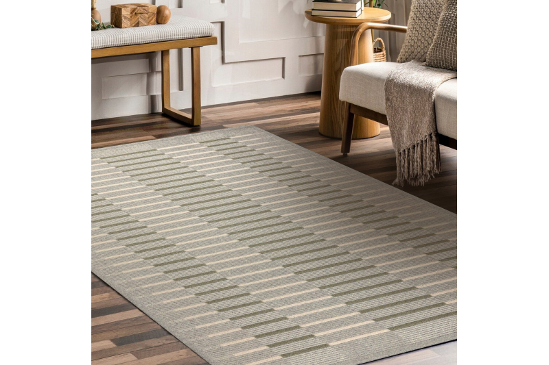 FLUX 461.124.SA400 villamatto- Geometrinen loft harmaa / vihreä 160x230 cm