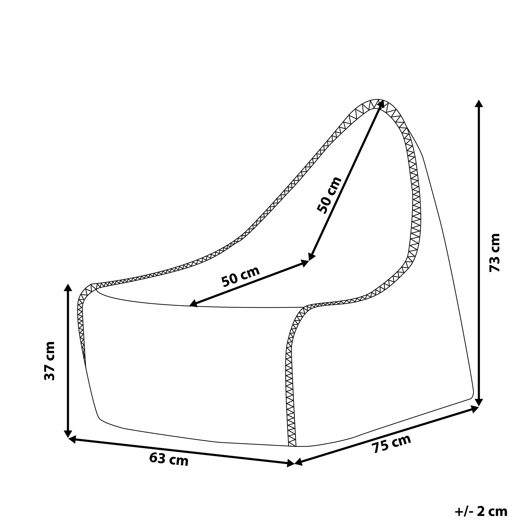 Säkkituoli 200 L DROP 63 cm 75 cm Hopea