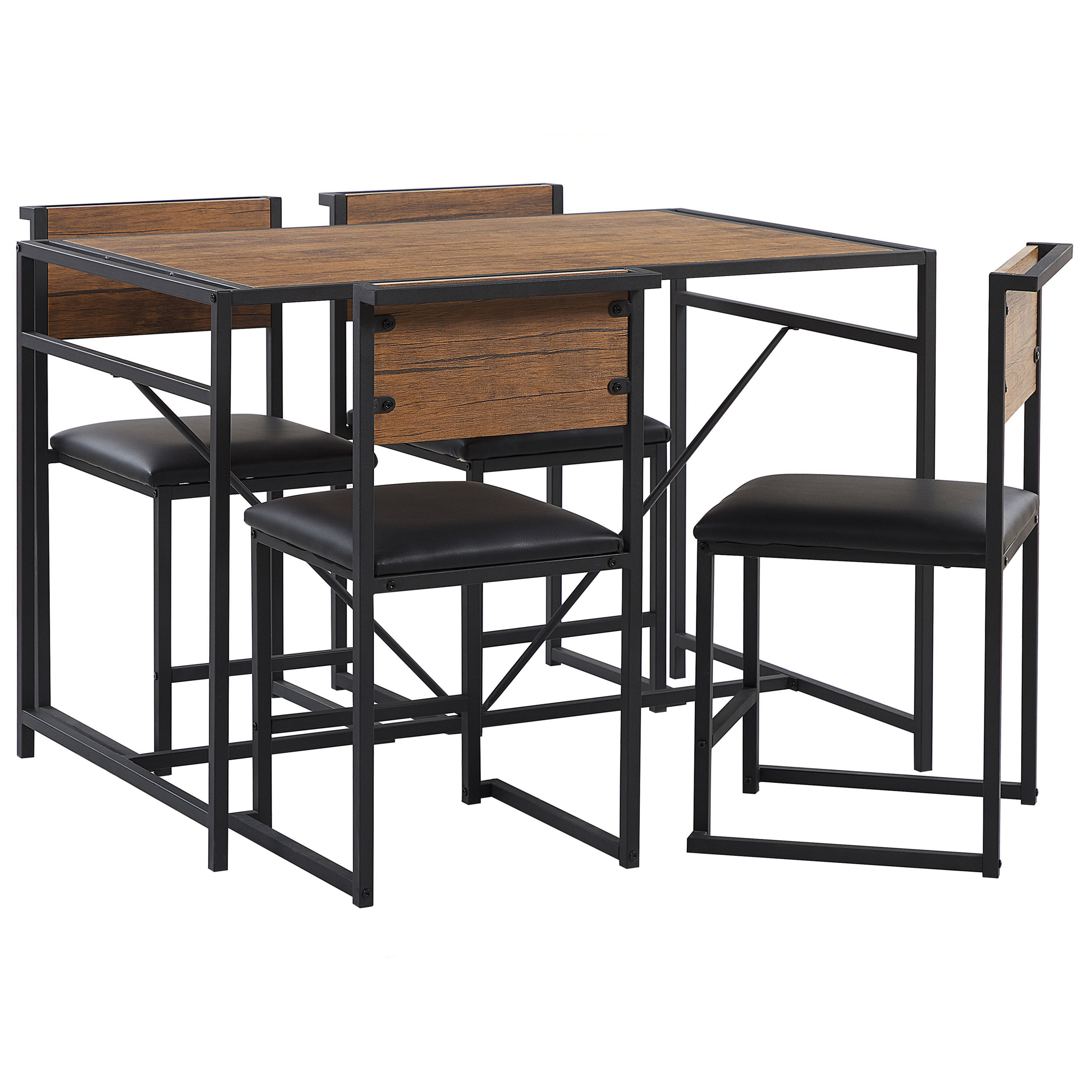 Ruokailuryhmä BURTON Ruskea/musta 4-istuttava