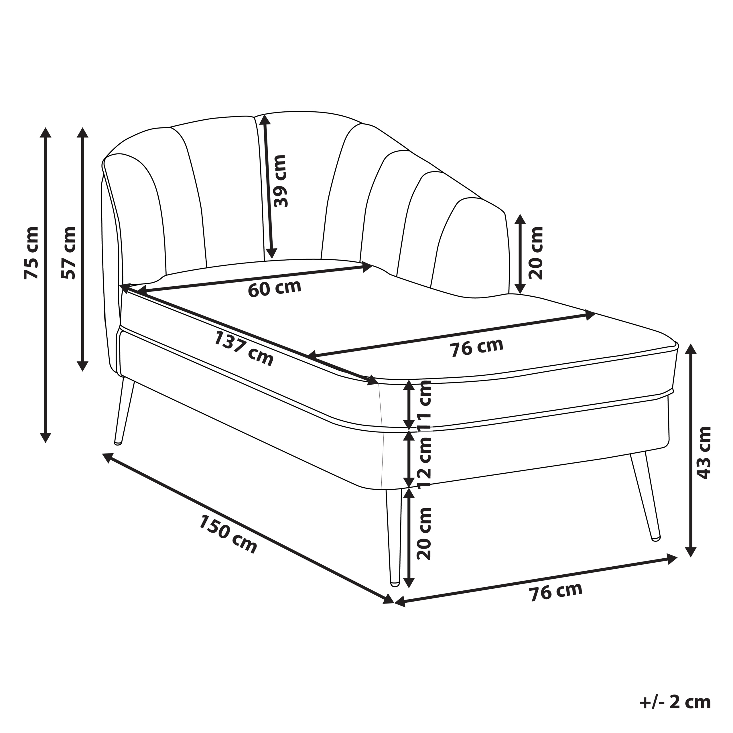 Divaani oikea ALLIER buklee Luonnonvalkoinen