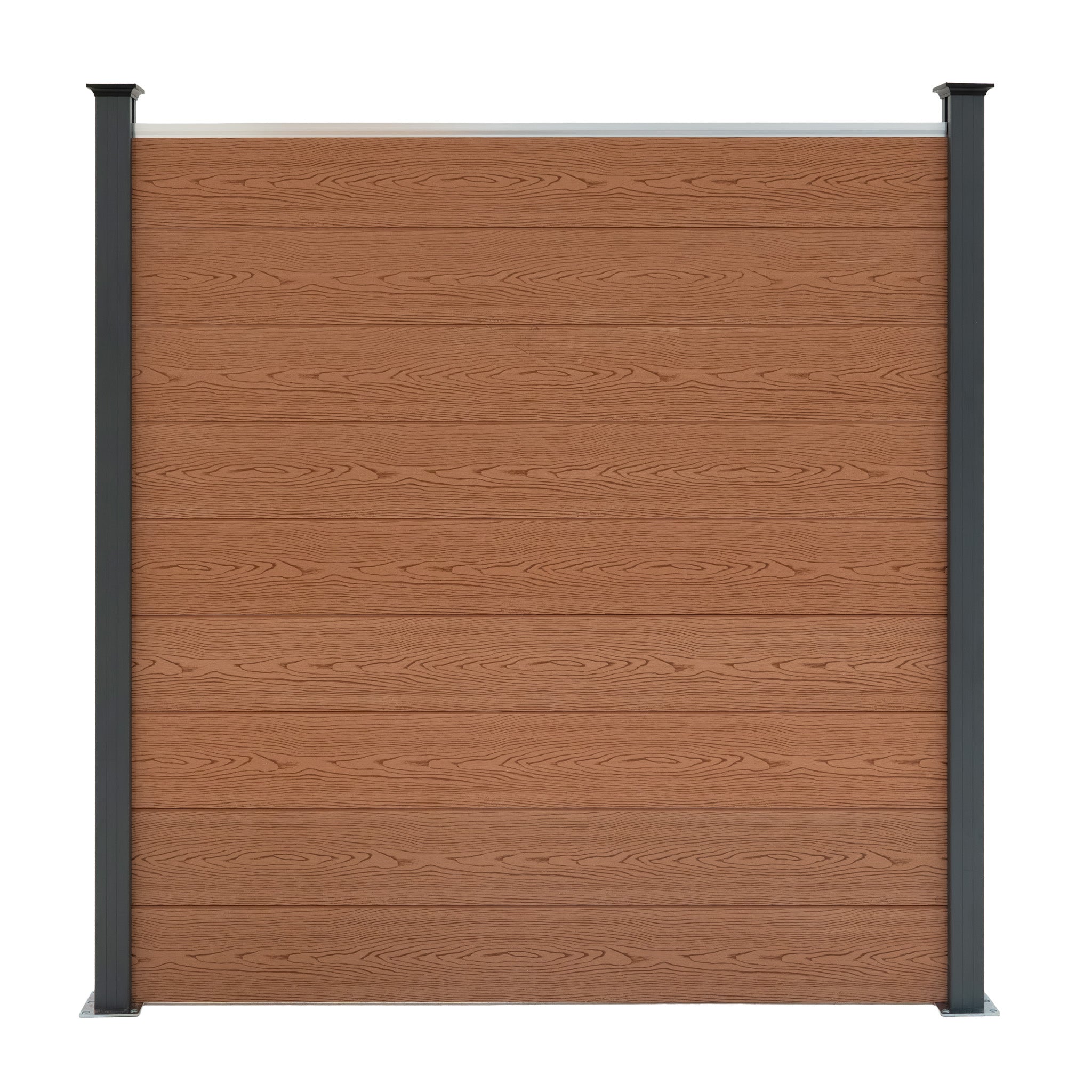 Komposiittiaitapaneelit, kulmakappale ja LED-pylväät 1,8 m x 15,2 m - ruskea