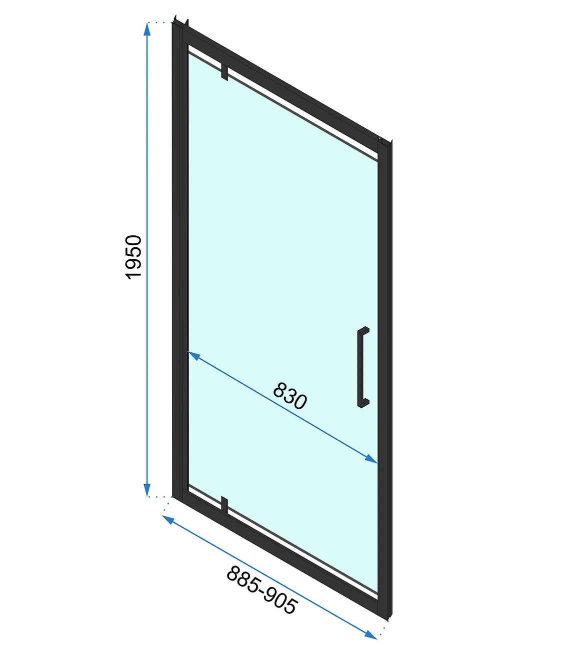 REA Kulmasuihkukaappi RAPID SWING 90x80 musta, 90X80X195CM