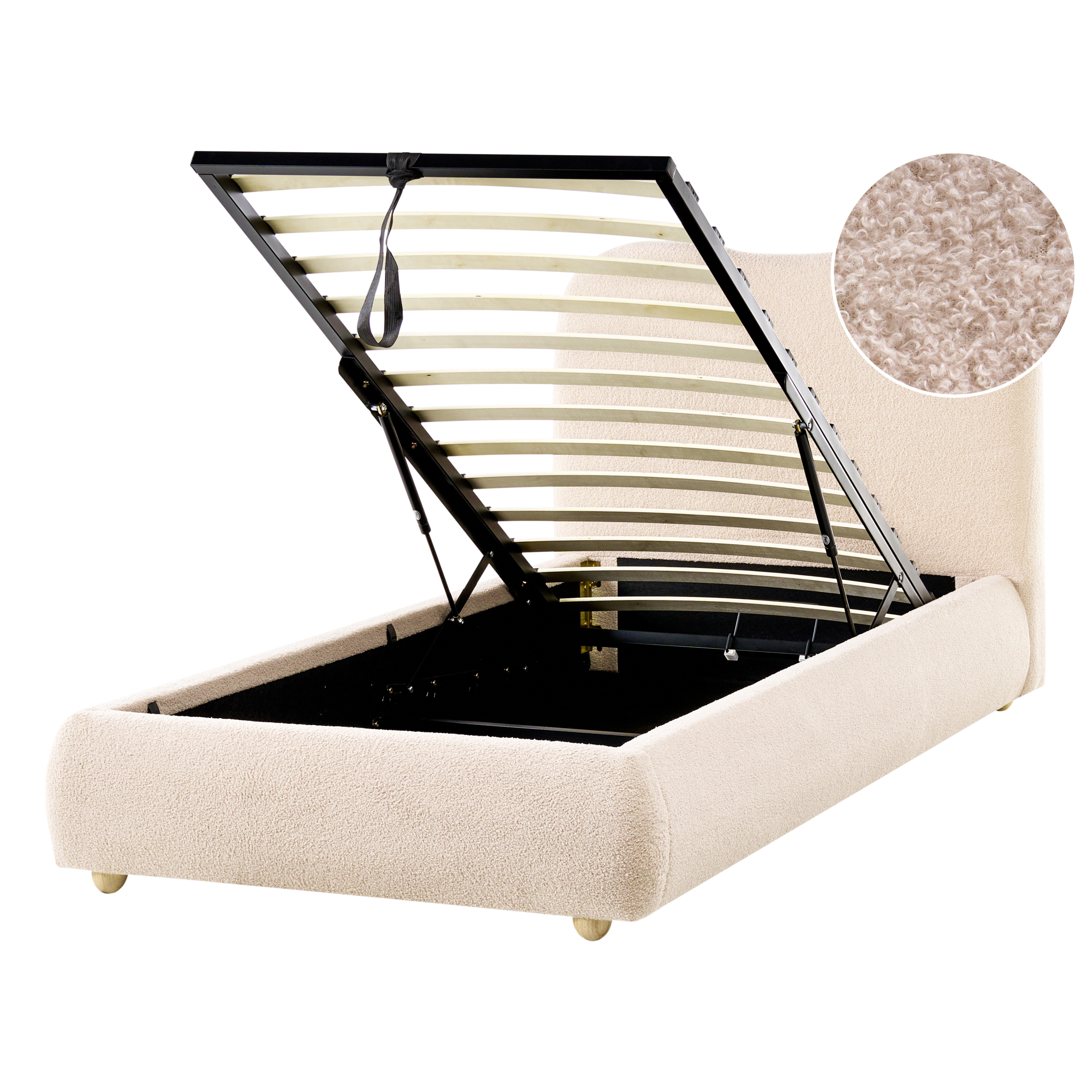 Sänky säilytystilalla buklee BLAGNAC 90 x 200 cm Vaaleanbeige