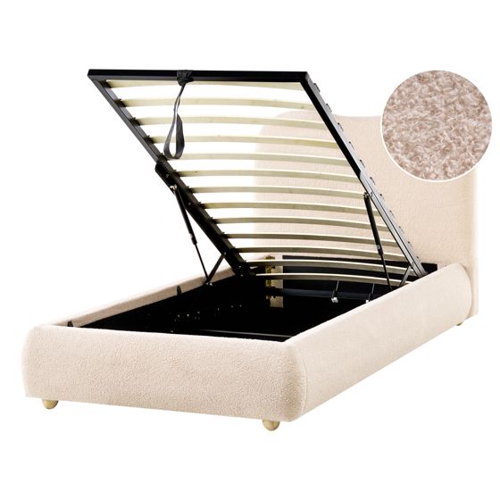 Sänky säilytystilalla buklee BLAGNAC 90 x 200 cm Vaaleanbeige