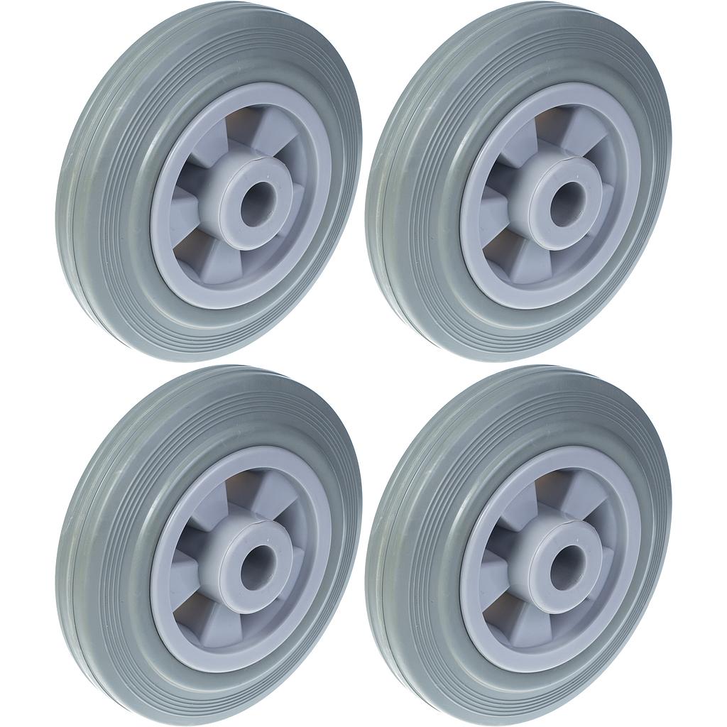 160 mm:n (6 tuuman) pyörä, harmaa kumirengas ja muovinen keskiosa, kantavuus 540 kg, 4 kpl:n sarja