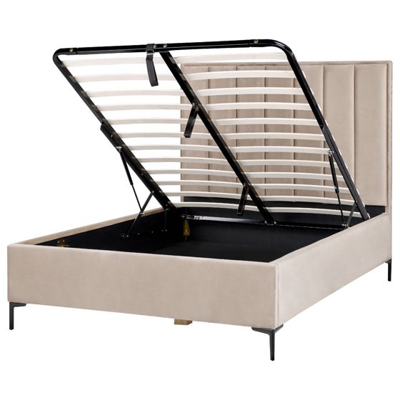 Sänky säilytystilalla sametti SEZANNE 140 x 200 cm Ruskeanharmaa