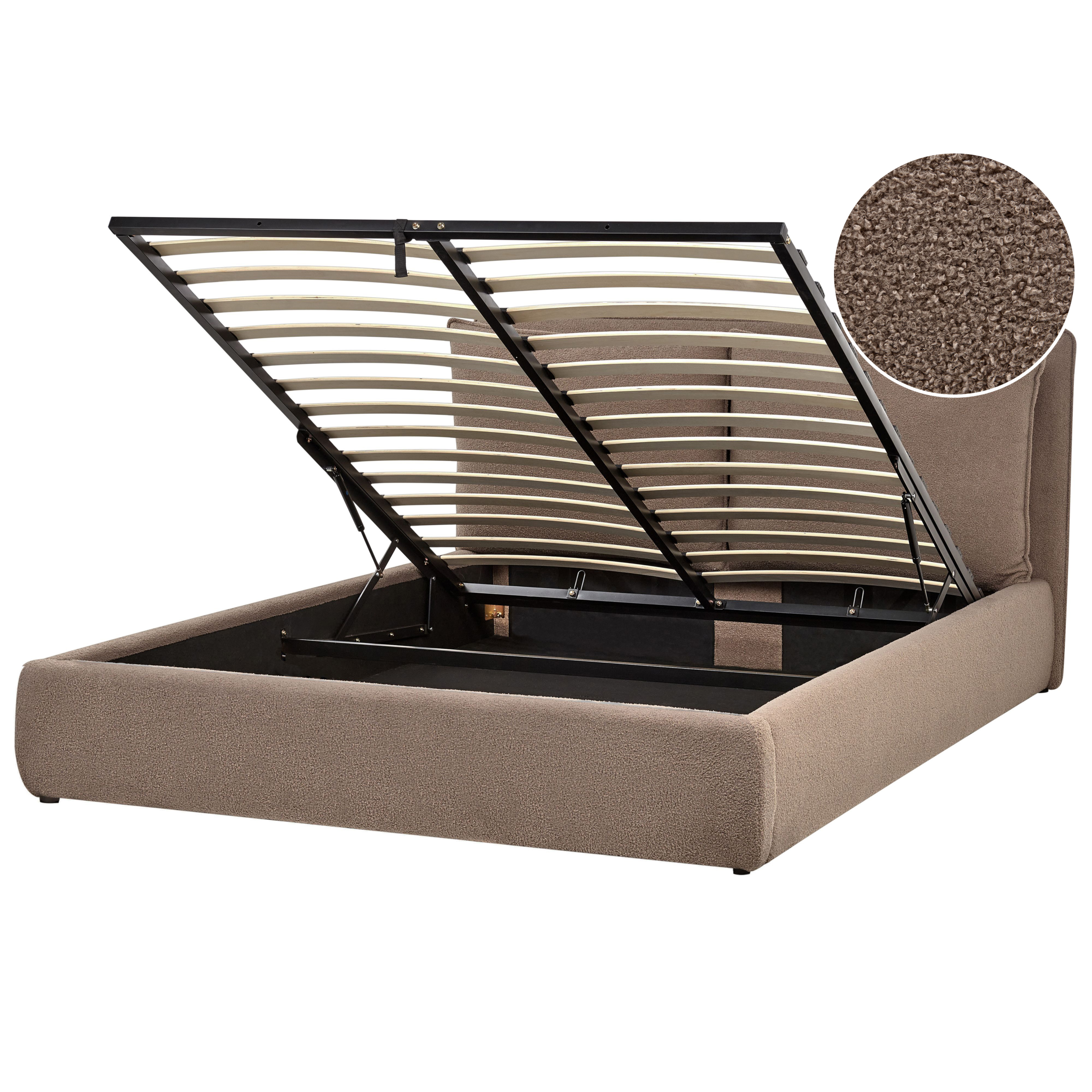 Sänky säilytystilalla buklee BAJONNA 160 x 200 cm Ruskeanharmaa