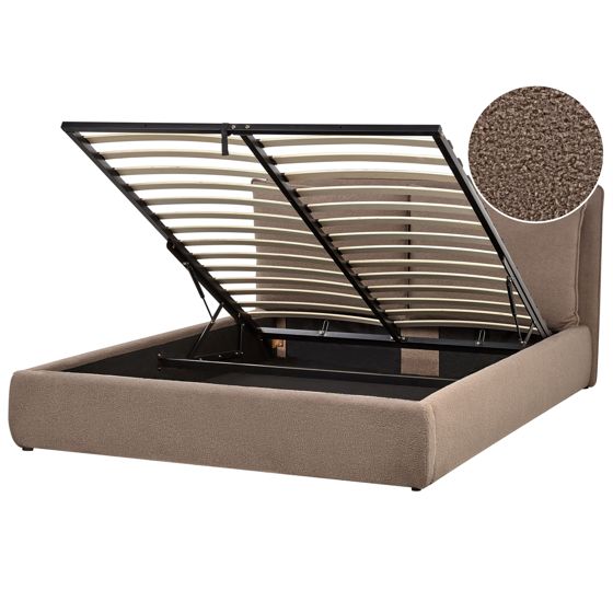 Sänky säilytystilalla buklee BAJONNA 160 x 200 cm Ruskeanharmaa