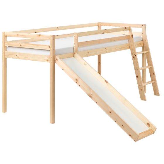 Puoliparvisänky mänty STAPLE 90 x 200 cm liukumäellä Vaaleanruskea