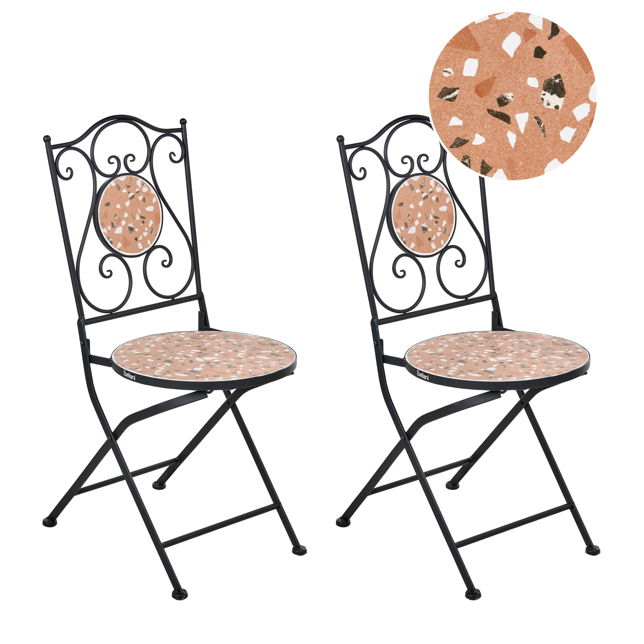 Puutarhatuolisetti 2 kpl ADRANO taitettava metalli Musta