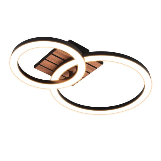 NETTLIFE 44 cm 14 W LED-kattovalaisin, 2 rengasta, puukuvio, 3000 K lämmin valkoinen, valaistus olohuoneeseen, makuuhuoneeseen, keittiöön, eteiseen